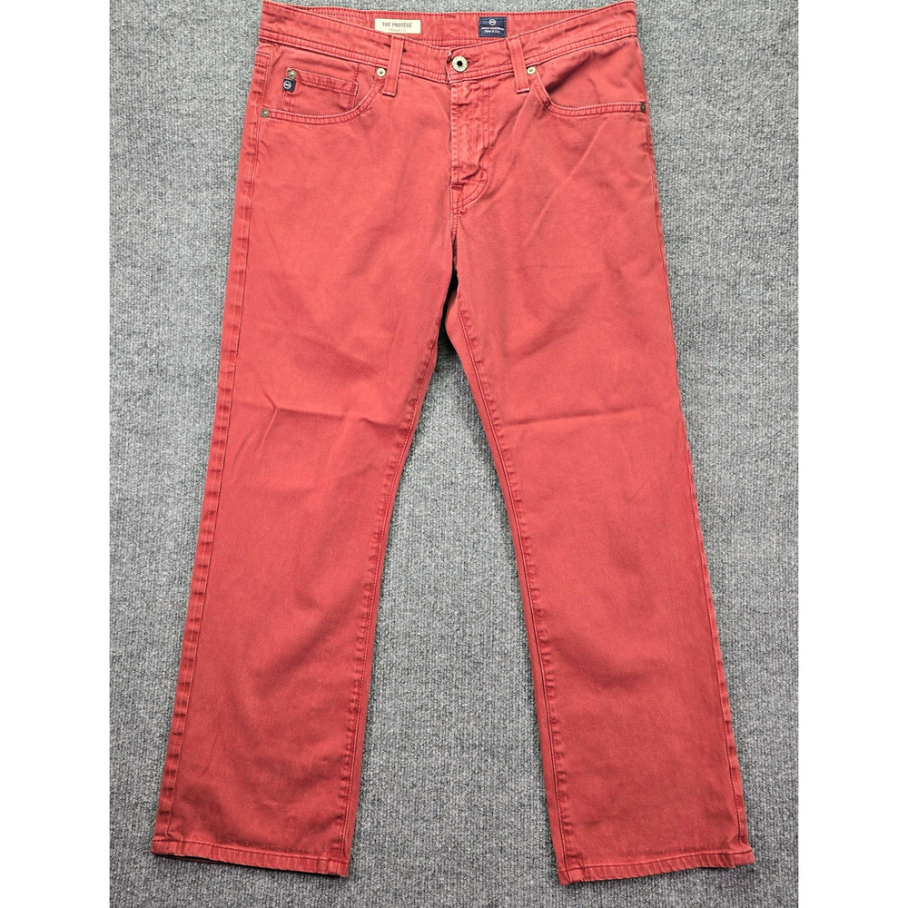AG Adriano Goldschmied The Protege Pants Mens 32x34 (32x29) Red Straight Leg USA